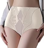 Unterwäsche Männer Sexy Damen-Unterwäsche mit hoher Taille, flüssige Eisseide, Keine Seide, Kompressionsunterwäsche für den Bauch, kraftvolle Körperformung und Camouflage Damen (Beige, XXL)