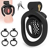 BDSMYEE Peniskäfig klein,Sex Spielzeug für die Männer,Chastity Cage Male small mit 4 Cockringe,Keuschheitskäfig Herren,Keuschheitsgürtel für Herren,Penis Käfig Cock Cage Penis Cage (Schwarz - F)