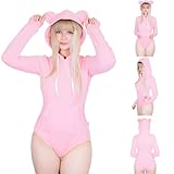 LittleForBig Baumwolle Strampler Onesie Pyjamas Hoodie Bodysuit – Gemütlicher Bär Hoodie Sweatshirt Strampler Rosa L