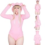 LittleForBig Baumwolle Strampler Onesie Pyjamas Hoodie Bodysuit – Gemütlicher Bär Hoodie Sweatshirt Strampler Rosa M