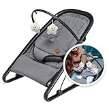 Dezeyno Babywippe Neugeborene Spielebogen Höhenverstellbar bis 9kg - Babyschauckel Baby-Wiege Grau