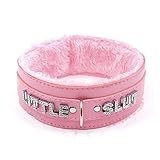 paloli Rosa Choker Halskette für Frauen Leder Choker Halskette Fluffy Punk Leash Choker Halskette Gothic Cosplay Sexy Schmuck (PKlittle)