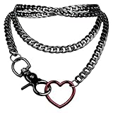 ZENGSING Punk Kette Choker Herz-Ring Anhänger Halskette, Punk Goth Herz Ring Choker Vintage Taille Kette, Gothic Herz Choker Schmuck für Männer Frauen (Schwarz)