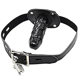 SXOVO Abschliessbare Dildoknebel Mund Knebel, Schwarz Fetisch Bondage Penis Knebel Restraint (Langer 10cm)
