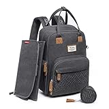 RUVALINO Baby Wickelrucksack Wickeltasche Rucksack mit tragbarer Wickelauflage, Schnullerhalter und Kinderwagengurten, Babytasche Multifunktional für Mama und Papa, Dunkelgrau