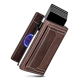 DODENSHA MagSnap Geldbörse Herren I Slim Wallet mit XL-Münzfach für 10+ Münzen I Kreditkartenetui Geldbeutel Herren für 10+ Karten I Magnetischer Verschluss Geldbörse I RFID Schutz I Braun Silbrig