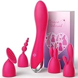 Vibratorensets für Frauen Dildo Vibrator, 4 Köpfe 20 Modi x 3 Stufen G punkt Vibration für Frauen Klitoris Nipple Analplug Sex Spielzeug für die Frau Paare Sexspielzeug Set Massagestab Satz yewuzer