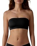 SHARICCA Trägerloser BH Damen Ungepolstert Rutschfestes Silikon Bandeau BH Bequem Nahtlose Tube Top BH Ohne Träger Seamless Bra(Schwarz-1P02, S-New)