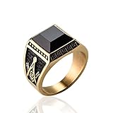TS TAC-SKY Vintage Freimaurer-Symbol Herrenring Ring Dominante Hip-Hop-Straße Ring Männer Und Frauen Urlaub Geschenk Mit Geschenkverpackung (Color : Style 1, Size : 10)