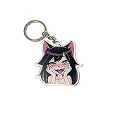 Ahegao Fox Girl Hentai Anime Premium Acryl Schlüsselanhänger Schwarz, Schwarz, Medium