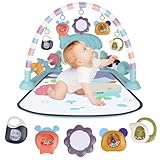 SKERITO 5 in 1 Spielbogen baby Spielzeug, Spieldecke Baby-Spielmatte mit Klavier, mit Abnehmbares Activity-Spielzeug, Bunte Aktivitätsmatte mit Musik, für Baby & Kleinkinder ab 0-6 Monate