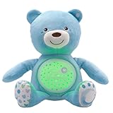 Chicco First Dreams Baby Bär Plüsch-Teddybär, weicher Projektor mit Nachtlicht, Lichteffekten und entspannenden Melodien, Kinderspielzeug 0+ Monate, Hellblau, TU