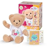 BABY born Bär - Weicher Teddybär mit beweglichen Armen & Beinen - Kuscheltier mit weißem Strampler & inkl. Zubehör - Geeignet für Kinder ab 0 Jahren