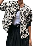 Yimoon Damen Cropped-Steppjacke mit Blumendruck, leicht, gepolstert, Vintage-Stil, mit Knopfleiste, Black03, S