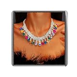 Ushiny Strass Choker Halskette Schmuck Bunte Kristallkette Multicolor Rave Hals Zubehör für Frauen