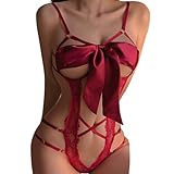 FLUTOY Sexy Dessous Damen für Sex,Sexy Unterwäsche für Frau erotisch Strapsen Dessous Set Body Damen Sexy Spitze Reizwäsche hochwertig Negligee Damen Lingerie Sexy for Women (Rot, Regulär)