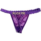 Buchstaben Fuck Me Sexy Spitzen-Tanga Für Frauen, Gold-Strass-Buchstaben Sexy Höschen, Tylish Tangas Für Frauen, Diy Crystal Letters Name Höschen T-Back Höschen Sexy Ddlg Damen-Höschen, Lila, Ei