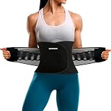 SURPOWN Waist Trainer Damen Herren zum abnehmen, Bauchweggurtel Schwitzgurtel, Bauch Sport Gürtel, Rückenstütze, Fitness Sportgürtel zum Frauen Männer, Bauchfett Reduzieren, Schwarz XL