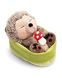 NICI Kuscheltier Igel mit Fliegenpilz schlafend im Körbchen - braun - Stofftier aus weichem Plüsch, niedliches Plüschtier zum Kuscheln und Spielen, für Kinder & Erwachsene - 61583