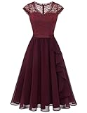 Wedtrend Cocktailkleider Damen Kleid Damen Festlich Ballkleid Kleid Rüschen WT0212 Burgundy L