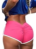 TZLDN Kurze Sporthose Damen Boom Booty Stretch Scrunch Sexy Gym Shorts Kurze Hose Hotpants Leggings für Pole Dance Rave Femboy Twerk Wandern Outdoor #1 Hot Pink M