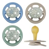 nip - Cherry Green Night | ab 6 Monate | 4er Pack | Stillfreundlicher, zahnfreundlicher Babyschnuller mit Leuchtknopf. Nachhaltiger Schnuller aus natürlichen Rohstoffen, Blau/Grün