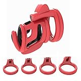 Keuschheitskäfig Male Sex Toy Mit 4 Penisring In Verschiedenen Größen,BDSM Leichtgewicht Cock Cage Für Sex Chastity Cage Für Herren Keuschheitsgürtel (Red)