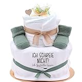 Trend Mama | Windeltorte | Nature Design green | Spruch wählbar | Lätzchen, Kuschelsocken |Geschenk Geburt (Design Ich schreie nicht, ich bestelle Essen)