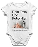 BLAK TEE Personalisierbare Selbst Gestalten mit Foto und Text Wunschmotiv Baby Body Jungen und Mädchen Kurzarm 0-3 Monate Weiß