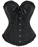 Ivy Shi Damen Vollbrust Corsage Korsett Top Gothic Vintage Corsagen Bustier Corsette- Gr. 32 (S), Schwarz