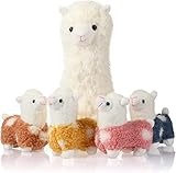 corgi butt 28cm Alpaka Kuscheltier mit 4 Baby Lamas, Nettes Alpaka Plüschtier Weiche Stofftier Plüsch Spielzeug Geschenk für Kinder, Mädchen und Liebhaber