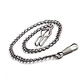BOSHIYA Taschenuhr Kette 14 inch T Bar Albert Westenkette mit Karabiner Überzug Cowboy Kette für Herren Silber/Gold (DE-HBLschwarz-21)