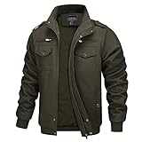 MAGCOMSEN Herren Übergangsjacke Winddichte Armee Jacke Outdoor Feldjacke Military Herrenjacke Leicht Winterjacke, Armeegrün XL