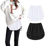 Zhiaek 2 Stück Hemdverlängerung Damen Mini Unterrock Lower Skirt Shirt Extender Unterzieh Blusenrock Hemd Verlängerung Rock mit Knöpfen Für Pullover, Sweatshirts, Jacken