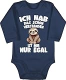 Baby Body langarm Mädchen Junge - Ich hab das schon verstanden ist mir nur egal Lustiger Spruch Faultier - 3/6 Monate - Navy Blau - langarmbody babystrampler bodys strampler ausgefallene babybody