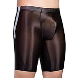 MSemis Kurze Hosen Herren Sexy Transparentes Boxershorts Bermuda Shorts Bulge Pouch Tights Shorts Fitness Shorts Sexy Nachtwäsche Schwarz Einheitsgröße