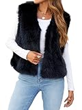 YILEEGOO Damen Kunstpelz Weste Fuzzy Ärmellos Open Front Outwear Winter Warm Kurze Flauschige Weste Jacke Mantel (Schwarz, S), Schwarz , S