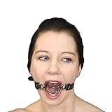 Honeylust - BDSM Fetisch Mundknebel mit 2 unterschiedlichen Metallringen - für einen weit geöffneten Mund - Bondage Mouth Gag - heißes Sexspielzeug für devote Sklaven