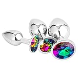 Belmalia 3x Metall Analplug | Butt Plug Rainbow Kristall | Sexspielzeug in 3 Größen für Frauen, Paare, Männer | Anal Plug Set Bunt