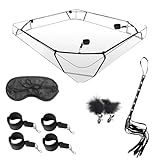 BDSMYOU Handschellen Sex Bett(8 Seiten & 12 Ringschnalle),BDSM Bondage Set,BDSM Spielzeug BDSM Möbel BDSM Set,SM Augenmaske Peitsche Nippelklemmen,BDSMs Spielzeug Hart,Fesseln Sexspielzeug für Paare