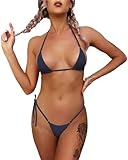 Dadress Extreme sexy Mini-Bikini-Set, 2-teilig, Bademode, G-String, Badeanzug, Mikro-Bikinis für Damen, navy, Einheitsgröße