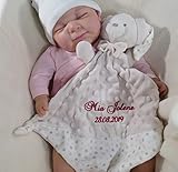 generisch Schmusetuch bestickt mit Namen Schnuffeltuch Kuscheltuch Tolle Geschenkidee ! (Beige - Teddy)