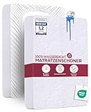 Utopia Bedding Matratzenschoner 140 x 200 x 30 cm Wasserdicht, Oeko-TEX Zertifiziert Matratzenauflage Atmungsaktive, Matratzenschutz, Rundum Elastisch Weiß