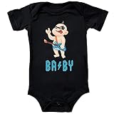 Blauer-Storch Baby Body in Schwarz Rock ’n’ Roll Baby mit Gitarre Spruch Geschenk zur Geburt Musikbegeisterte Eltern für Kleinkind Kurzarm Bio Baumwolle