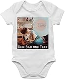 Baby Body Junge Mädchen - eigenem - Foto Bild Geschenk - 6/12 Monate - Weiß - selbst aufdruck günstig beschriften lassen personalised drauf drucken text +bild eigenen bilder bedrucken