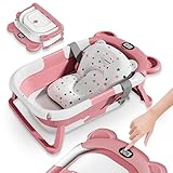 Faltbar Baby Badewanne Mit Rutschfestem Badekissen - Babywanne XXL Mit Baby Badewannensitz & Badethermometer - Von Der Geburt Bis 3 Jahre - Baby Bathtub - Geburtsgeschenke Für Mädchen & Jungen
