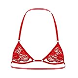 Modeewel Herren Spitzen BH Neckholder Bra Weste Top Spitze BH Bra Nippelfrei Neckholder Mini BH Oberteile Sissy Dessous Transparent Sissy Dessous Crossdresser Lingerie Erotik Unterwäsche