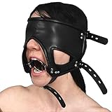 Honeylust - Abschließbare Bondage Augenmaske mit Metall O-Ring - weiche Fetisch Maske aus Kunstleder - abschließbares BDSM Kopfgeschirr - Sexspielzeug für devote Sklaven