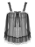 inlzdz Herren Sissy Mesh Camisole Top Unterhemd Durchsichtig Netzshirt Muskelshirt Crossdresser Unterwäsche Männer Shirt Schwarz M
