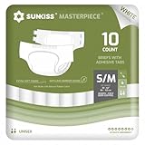 SUNKISS Masterpiece Windeln für Erwachsene mit ultimativer Saugfähigkeit, Einweg Inkontinenz Slips für Männer und Frauen, mit Tabs, Auslaufschutz bei Blasenschwäche, Weiß, Größe S/M, 10 Stück